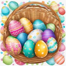 Easter clipart - colorful Easter eggs in a basket  