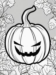 Pumpkin Coloring Pages - Classic Halloween Jack-o'-Lantern  minimal black outline printable sheet, coloring page