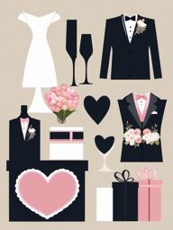 Wedding Gifts clipart - Wedding gifts for the couple, ,vector color clipart,minimal