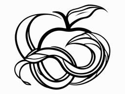 Apple and Snake Tattoo - Combination of an apple and snake in a tattoo.  simple vector tattoo,minimalist,white background