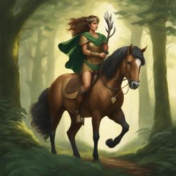 centaur druid in the heart of the forest - illustrate a centaur druid at one with the heart of the forest, protecting its sacred groves. 