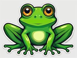 Frog Sticker - A green frog with bulging eyes, ,vector color sticker art,minimal