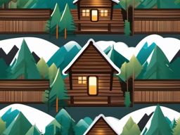 Mountain Cabin Emoji Sticker - Cozy alpine retreat, , sticker vector art, minimalist design