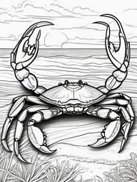 Crab Coloring Page - Pinching Beach Dweller  black outline printable coloring page