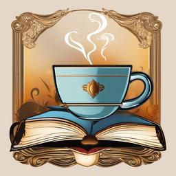 Book clipart - book with a steaming cup of tea  