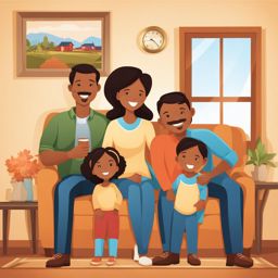 family clipart in a warm and loving home - portraying warmth and unity. 