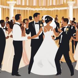 Wedding clipart - wedding reception with dancing guests  