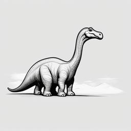 drawing of a Apatosaurus dinosaur  minimal rough sketch scribbles,doodles,black and white