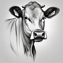 pencil sketch of cow  minimal rough sketch scribbles,doodles,black and white