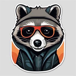 Raccoon Sticker - A curious raccoon with a mask-like face. ,vector color sticker art,minimal