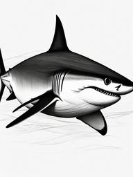 drawing of Atlantic Mako shark  minimal rough sketch scribbles,doodles,black and white