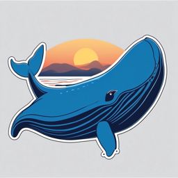 Blue Whale Sticker - A massive blue whale swimming in the ocean. ,vector color sticker art,minimal