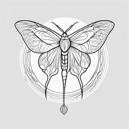 Chinese Moon Moth Tattoo - Tattoo featuring a Chinese moon moth.  simple vector tattoo,minimalist,white background