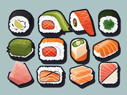 Sushi Roll Sticker - Experience the artful combination of fresh fish, rice, and seaweed in a delightful sushi roll, , sticker vector art, minimalist design