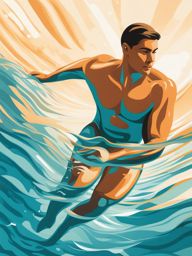 swimming clipart - a swimmer gliding through crystalline waters, the embodiment of aquatic grace 