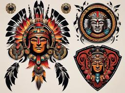 aztec shield tattoo  simple vector color tattoo