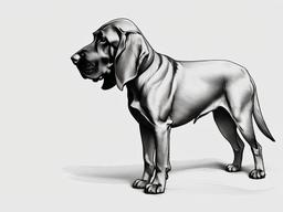 drawing of a Bloodhound dog  minimal rough sketch scribbles,doodles,black and white