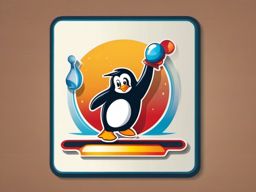 Penguin Bowling Strike Sticker - A triumphant penguin celebrating a bowling strike. ,vector color sticker art,minimal