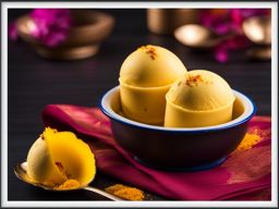 kulfi, indian saffron ice cream, devoured at a vibrant holi festival. 