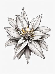 Edelweiss Flower Tattoo - Symbol of bravery, devotion, and strength  minimal tattoo design,white background