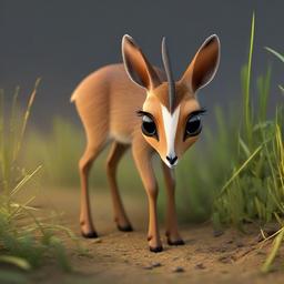 Dik-Dik cartoon - tiny antelope with a slender build and large eyes  