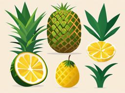 Pine Apple Clipart,Designing a tropical fruit-themed recipe book  simple, 2d flat