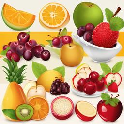 Fruit clipart - fruits paired with desserts  