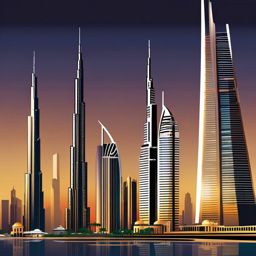 Dubai clipart - Burj Khalifa and luxury skyscrapers in Dubai,  color vector clipart