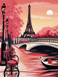 Paris clipart - Eiffel Tower in Paris with romantic atmosphere,  color vector clipart