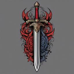 warrior sword tattoo  simple vector color tattoo