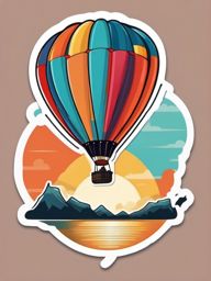 Hot Air Balloon with Banner Sticker - Hot air balloon carrying a banner, ,vector color sticker art,minimal