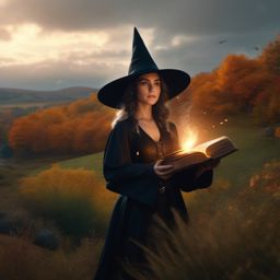 Young witch inherits a spellbook of unpredictable magic, leading to unexpected and humorous consequences.  8k, hyper realistic, cinematic