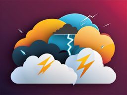 Lightning Bolt and Storm Cloud Icon - Lightning bolt and storm cloud icon for weather,  color vector clipart, minimal style