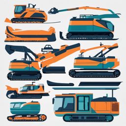 Snowcat Clipart - A snowcat vehicle grooming ski slopes.  color vector clipart, minimal style