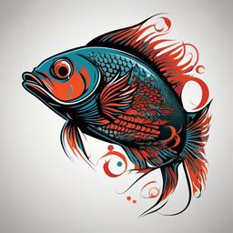 Bad Fish Tattoo-Edgy and creative tattoo featuring a bad fish, perfect for those who appreciate unconventional and humorous body art.  simple color vector tattoo