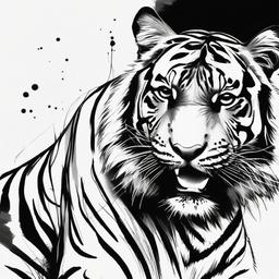 sketch of tiger easy  minimal rough sketch scribbles,doodles,black and white