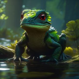 Lizardfolk Shaman's Baby Hatchling in a Swamp Ritual detailed matte painting, deep color, fantastical, intricate detail, splash screen, complementary colors, fantasy concept art, 8k resolution trending on artstation unreal engine 5