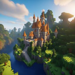 fairy-tale castle surrounded by a magical forest - minecraft house ideas minecraft block style