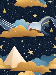 adventurous unicorn soaring through a starry night sky, its wings of light guiding it among the constellations. 