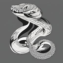 Tattoo of a Snake - Depiction of a snake in tattoo form.  simple vector tattoo,minimalist,white background