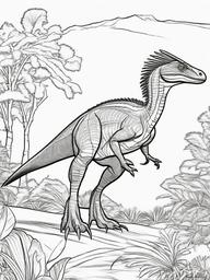 Sinosauropteryx Coloring Pages - Feathered Cretaceous Dinosaur  black outline printable coloring page