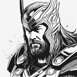 sketch of thor  minimal rough sketch scribbles,doodles,black and white