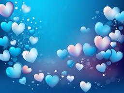 Heart Background Blue-Soft blue background with heart shapes in various shades of blue, resembling floating bubbles  background wallpaper