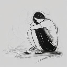 drawing of depression as a heavy weight  minimal rough sketch scribbles,doodles,black and white