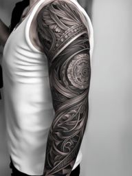 half sleeve tattoo black and white design 