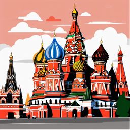 Moscow clipart - Red Square and St. Basil's Cathedral in Russia,  color vector clipart