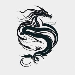 Haku Dragon Tattoo Design - Tattoo inspired by the dragon form of Haku from Spirited Away.  simple color tattoo,minimalist,white background