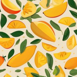 Mango Slices and Mango Seed Clipart - Slices of mango with the seed.  color vector clipart, minimal style