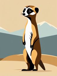 Meerkat Clip Art - A curious meerkat standing guard,  color vector clipart, minimal style