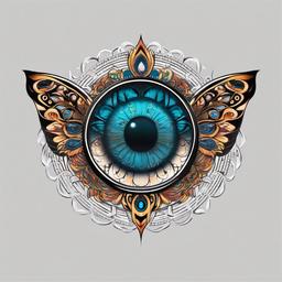 butterfly evil eye tattoo  simple vector color tattoo